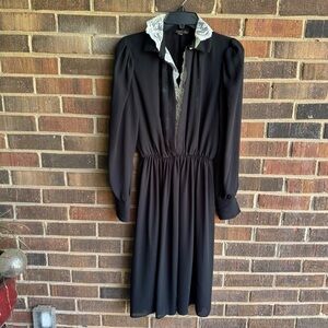 Vintage sheer black dress w/lace accents size S